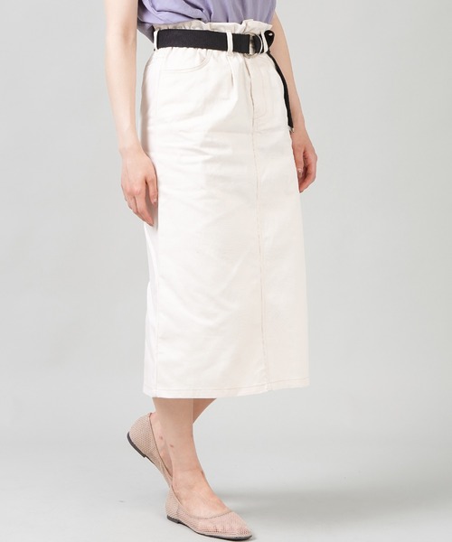 SPINNS（スピンズ）の「ベルト付 ツイルロングスカート（スカート・レディース・ブラック/グリーン/ベージュ/アイボリー・ONESIZE）」の7枚目の写真