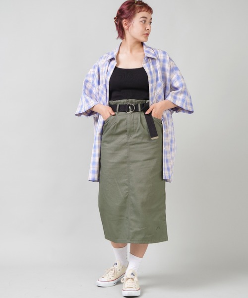 SPINNS（スピンズ）の「ベルト付 ツイルロングスカート（スカート・レディース・ブラック/グリーン/ベージュ/アイボリー・ONESIZE）」の17枚目の写真