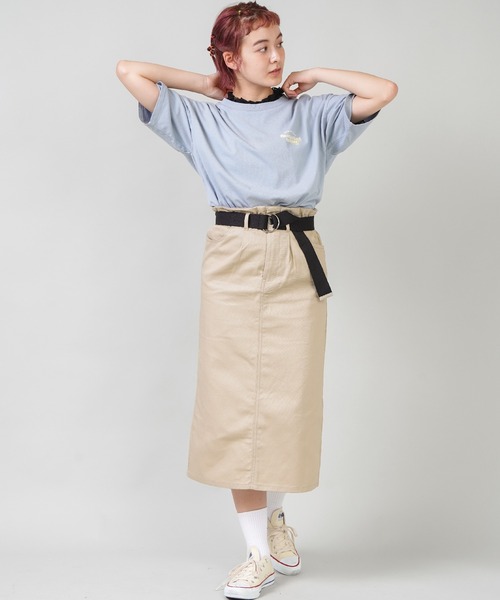 SPINNS（スピンズ）の「ベルト付 ツイルロングスカート（スカート・レディース・ブラック/グリーン/ベージュ/アイボリー・ONESIZE）」の15枚目の写真