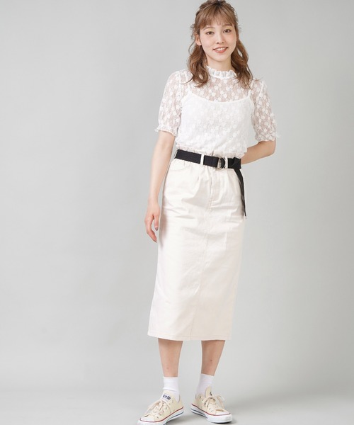 SPINNS（スピンズ）の「ベルト付 ツイルロングスカート（スカート・レディース・ブラック/グリーン/ベージュ/アイボリー・ONESIZE）」の14枚目の写真