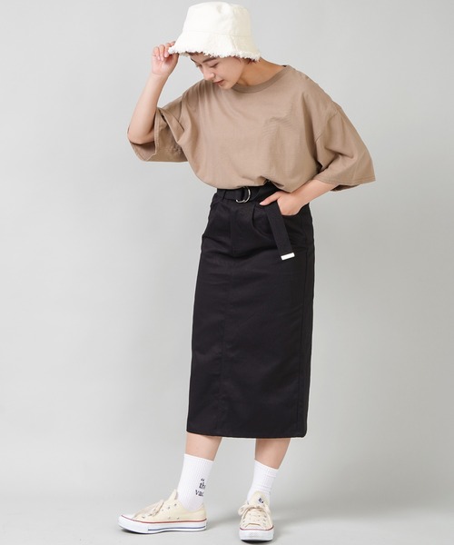 SPINNS（スピンズ）の「ベルト付 ツイルロングスカート（スカート・レディース・ブラック/グリーン/ベージュ/アイボリー・ONESIZE）」の12枚目の写真