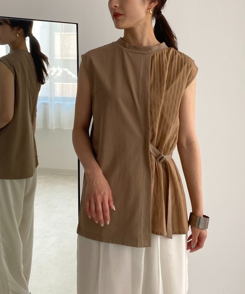 &g'aime(アンジェム)の「【&g’aime】プリーツレイヤードトップス(Tシャツ/カットソー・レディース・ホワイト/ブラック/ベージュ・FREE)」の9枚目の写真