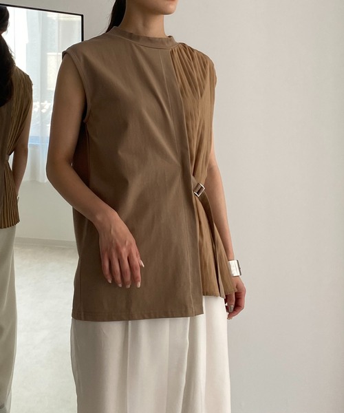 &g'aime(アンジェム)の「【&g’aime】プリーツレイヤードトップス(Tシャツ/カットソー・レディース・ホワイト/ブラック/ベージュ・FREE)」の5枚目の写真