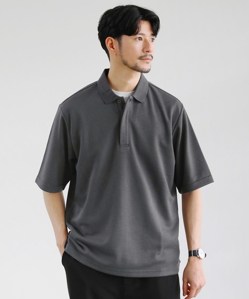 SPU(スプ)の「抗菌防臭&接触冷感 ダブルフェイス鹿の子ビッグポロシャツ(ポロシャツ・メンズ・ホワイト/ブラック/ベージュ/ネイビー/グレー/モカ/チャコール・M/L/XL/S)」の6枚目の写真
