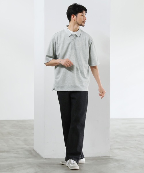 SPU(スプ)の「抗菌防臭&接触冷感 ダブルフェイス鹿の子ビッグポロシャツ(ポロシャツ・メンズ・ホワイト/ブラック/ベージュ/ネイビー/グレー/モカ/チャコール・M/L/XL/S)」の20枚目の写真