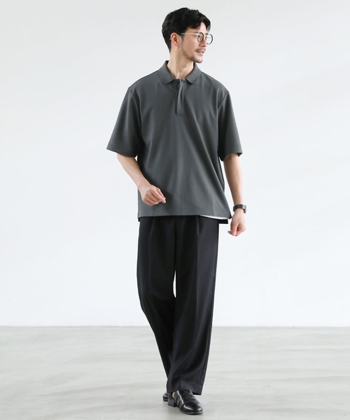 SPU(スプ)の「抗菌防臭&接触冷感 ダブルフェイス鹿の子ビッグポロシャツ(ポロシャツ・メンズ・ホワイト/ブラック/ベージュ/ネイビー/グレー/モカ/チャコール・M/L/XL/S)」の13枚目の写真