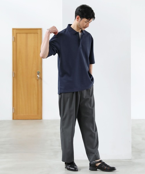 SPU(スプ)の「抗菌防臭&接触冷感 ダブルフェイス鹿の子ビッグポロシャツ(ポロシャツ・メンズ・ホワイト/ブラック/ベージュ/ネイビー/グレー/モカ/チャコール・M/L/XL/S)」の17枚目の写真