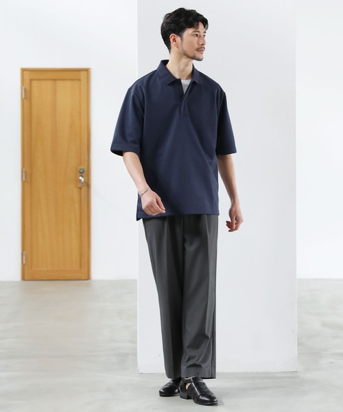 SPU(スプ)の「抗菌防臭&接触冷感 ダブルフェイス鹿の子ビッグポロシャツ(ポロシャツ・メンズ・ホワイト/ブラック/ベージュ/ネイビー/グレー/モカ/チャコール・M/L/XL/S)」の18枚目の写真