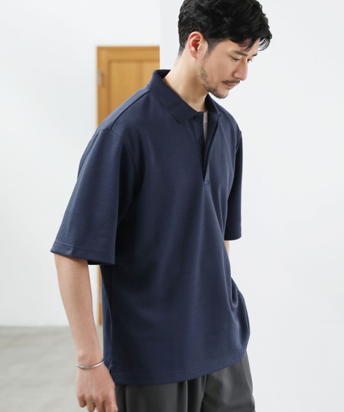 SPU(スプ)の「抗菌防臭&接触冷感 ダブルフェイス鹿の子ビッグポロシャツ(ポロシャツ・メンズ・ホワイト/ブラック/ベージュ/ネイビー/グレー/モカ/チャコール・M/L/XL/S)」の10枚目の写真