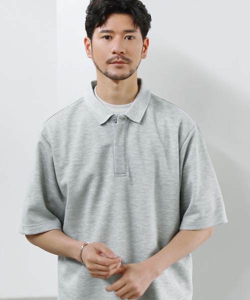 SPU(スプ)の「抗菌防臭&接触冷感 ダブルフェイス鹿の子ビッグポロシャツ(ポロシャツ・メンズ・ホワイト/ブラック/ベージュ/ネイビー/グレー/モカ/チャコール・M/L/XL/S)」の9枚目の写真