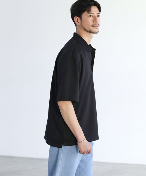 SPU(スプ)の「抗菌防臭&接触冷感 ダブルフェイス鹿の子ビッグポロシャツ(ポロシャツ・メンズ・ホワイト/ブラック/ベージュ/ネイビー/グレー/モカ/チャコール・M/L/XL/S)」の8枚目の写真