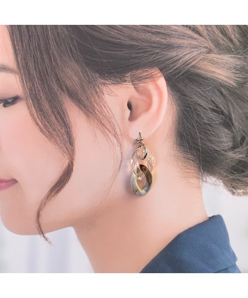 tone（トーン）の「【-lensa-】マーブリングチェーンピアス(MA)（ピアス（両耳用）・レディース・クリア/シルバー・FREE）」の5枚目の写真