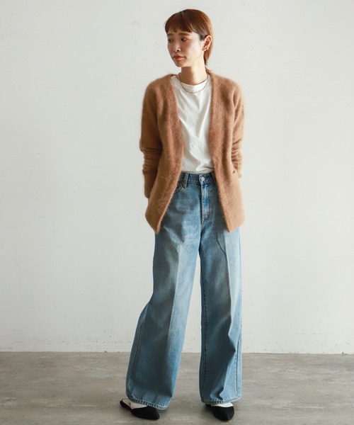 NOMBRE IMPAIR(ノンブルアンペール)の「ブラッシュウール Vネックカーディガン(カーディガン/ボレロ・レディース・ライトグレー/ブラウン/グレー/キャメル・FREE)」の16枚目の写真