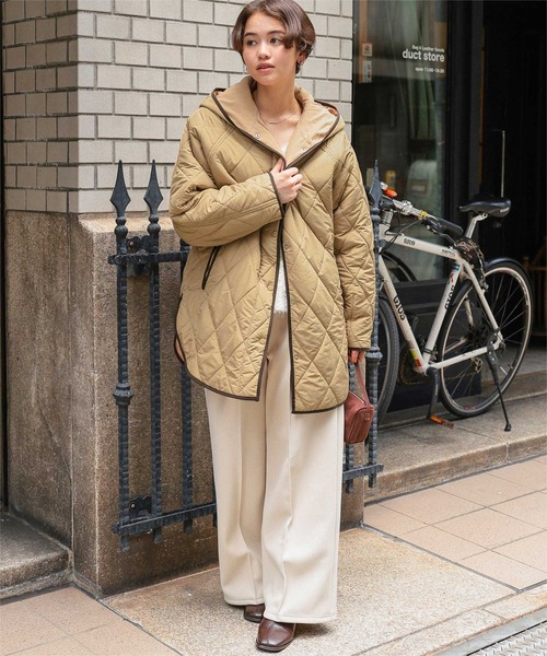 セール】フーデットキルティングショートコート（ダウンジャケット