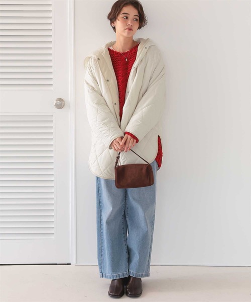 titivate（ティティベイト）の「フーデットキルティングショートコート（ダウンジャケット/コート・レディース・ベージュ/ブラック/アイボリー/グレイッシュベージュ/ライトカーキ・S/M）」の18枚目の写真