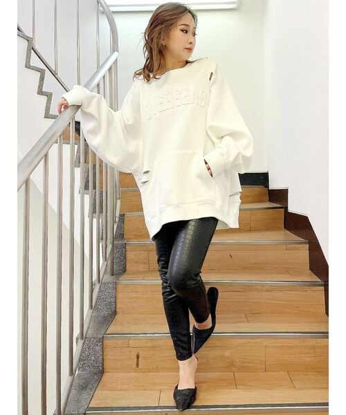 GYDA（ジェイダ）の「フェイクレザークロコパターンレギンス（レギンス/スパッツ・レディース・ブラック・SMALL）」の3枚目の写真