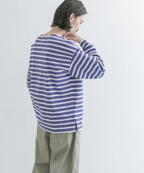 URBAN RESEARCH（アーバンリサーチ）の「ボートネックボーダーロングスリーブ（Tシャツ/カットソー・メンズ・グリーン系その他/ブルー系その他/パープル系その他/レッド系その他・MEDIUM/LARGE）」の3枚目の写真