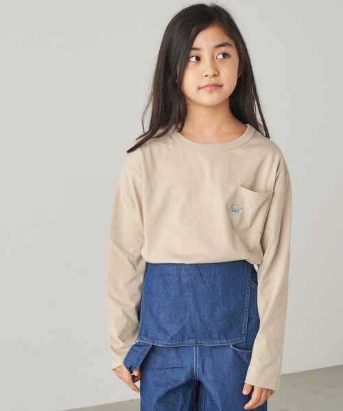 &yam(アンドヤム)の「恐竜刺繍ポケットロンT【親子お揃い/リンクコーデ】(Tシャツ/カットソー・キッズ・ブラック/ホワイト/ベージュ・150-160cm/120-130cm/130-140cm/140-150cm/110-120cm)」の3枚目の写真