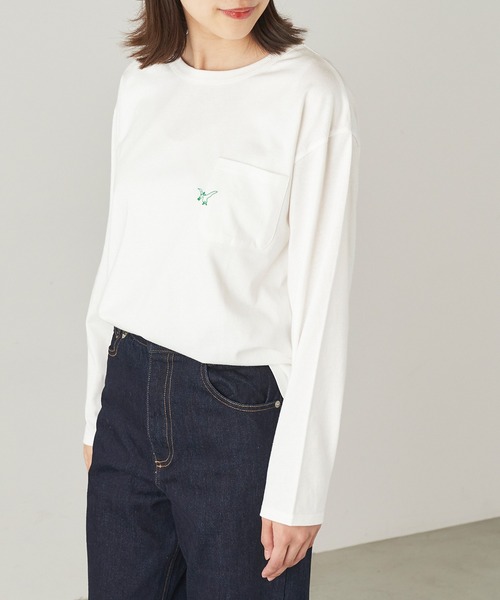 &yam(アンドヤム)の「恐竜刺繍ポケットロンT【親子お揃い/リンクコーデ】(Tシャツ/カットソー・キッズ・ブラック/ホワイト/ベージュ・150-160cm/120-130cm/130-140cm/140-150cm/110-120cm)」の8枚目の写真