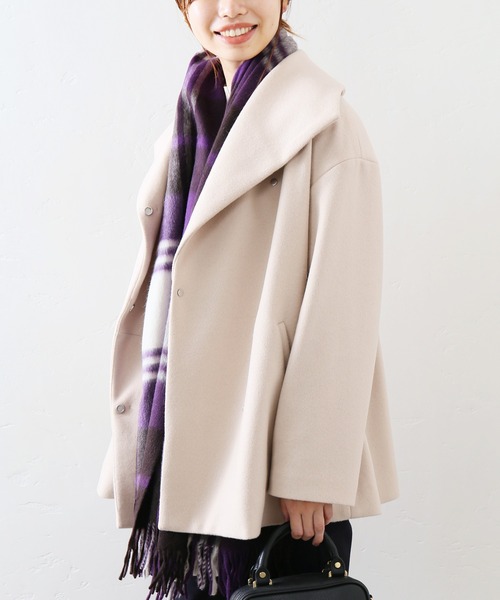 La TOTALITE（ラトータリテ）の「ウールビーバーショートコート◆（その他アウター・レディース・ブラック/ベージュ/ピンク・38/36）」の9枚目の写真