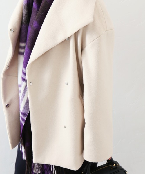 La TOTALITE（ラトータリテ）の「ウールビーバーショートコート◆（その他アウター・レディース・ブラック/ベージュ/ピンク・38/36）」の12枚目の写真