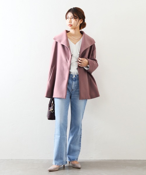 La TOTALITE（ラトータリテ）の「ウールビーバーショートコート◆（その他アウター・レディース・ブラック/ベージュ/ピンク・38/36）」の20枚目の写真