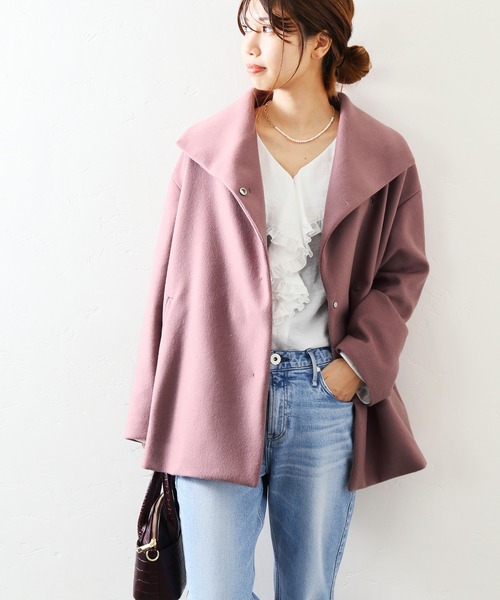 La TOTALITE（ラトータリテ）の「ウールビーバーショートコート◆（その他アウター・レディース・ブラック/ベージュ/ピンク・38/36）」の22枚目の写真