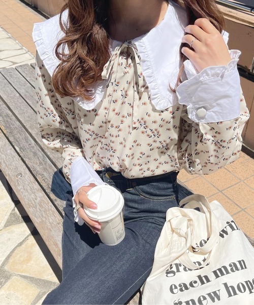 apres jour(アプレジュール)の「フリル花柄ブラウス【ZOZOTOWN限定アイテム】(シャツ/ブラウス・レディース・アイボリー/ブラック・フリー/X-LARGE)」の20枚目の写真