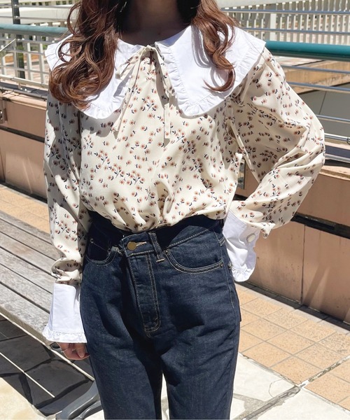 apres jour(アプレジュール)の「フリル花柄ブラウス【ZOZOTOWN限定アイテム】(シャツ/ブラウス・レディース・アイボリー/ブラック・フリー/X-LARGE)」の8枚目の写真