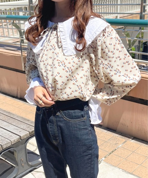 apres jour(アプレジュール)の「フリル花柄ブラウス【ZOZOTOWN限定アイテム】(シャツ/ブラウス・レディース・アイボリー/ブラック・フリー/X-LARGE)」の16枚目の写真