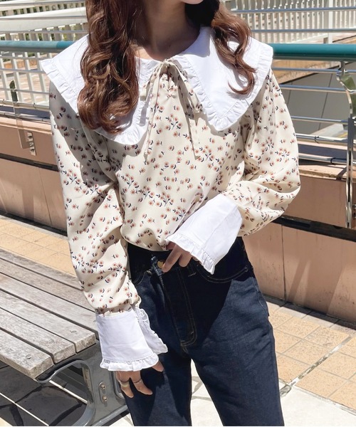 apres jour(アプレジュール)の「フリル花柄ブラウス【ZOZOTOWN限定アイテム】(シャツ/ブラウス・レディース・アイボリー/ブラック・フリー/X-LARGE)」の13枚目の写真