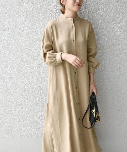 SHIPS any（シップス エニィ）の「SHIPS any:〈ウォッシャブル〉バックフレア シャツ ワンピース（シャツワンピース・レディース・ブラック/ベージュ・ONE SIZE）」の11枚目の写真