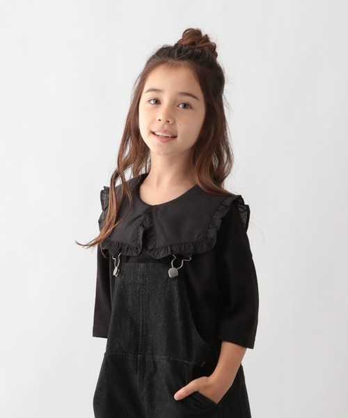 GLOBAL WORK（グローバルワーク）の「【キッズ】DRY／BIGフリルカラーT7分袖/217178（Tシャツ/カットソー・キッズ・ホワイト/ブラック・110cm/100cm/120cm/130cm/140cm/150cm/160cm）」の2枚目の写真