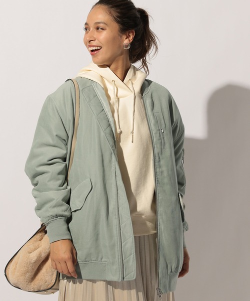 BAYFLOW（ベイフロー）の「ナカワタロングMA-1（MA-1・レディース・ベージュ/カーキ/ブルー・FREE）」の9枚目の写真