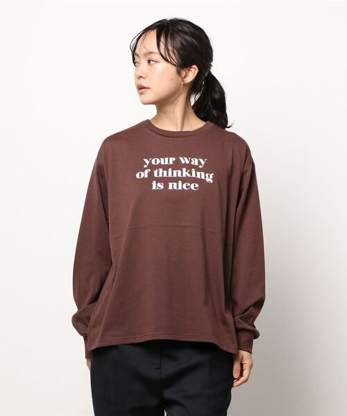 INGNI（イング）の「シンプルロゴロングTシャツ（Tシャツ/カットソー・レディース・ホワイト系4/ブラック×ホワイト/ブラウン系6/ホワイト×ブラック/ブラウン・M）」の5枚目の写真