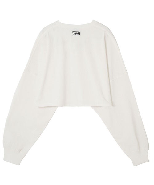 X-girl（エックスガール）の「BOX LOGO WIDE L/S TEE（Tシャツ/カットソー・レディース・ホワイト/チャコール/ライトパープル・S/M）」の4枚目の写真
