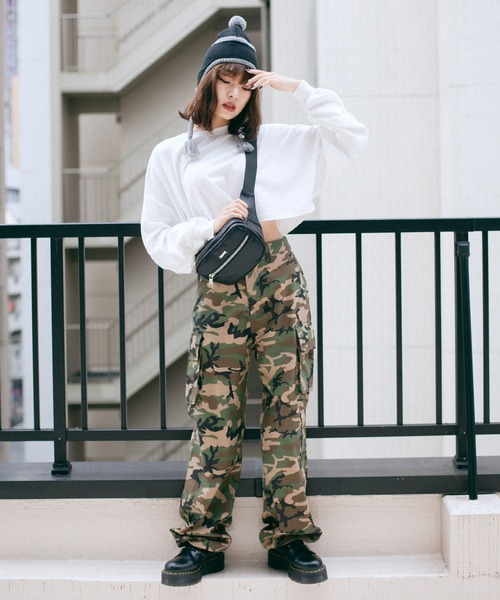 X-girl（エックスガール）の「BOX LOGO WIDE L/S TEE（Tシャツ/カットソー・レディース・ホワイト/チャコール/ライトパープル・S/M）」の5枚目の写真