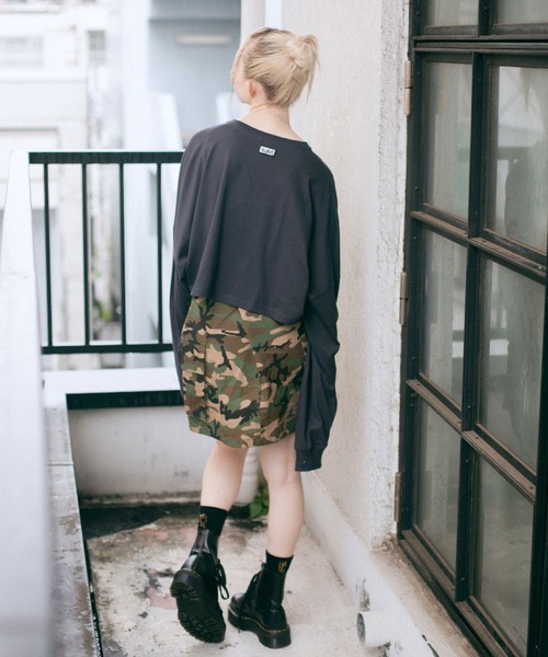 X-girl（エックスガール）の「BOX LOGO WIDE L/S TEE（Tシャツ/カットソー・レディース・ホワイト/チャコール/ライトパープル・S/M）」の10枚目の写真