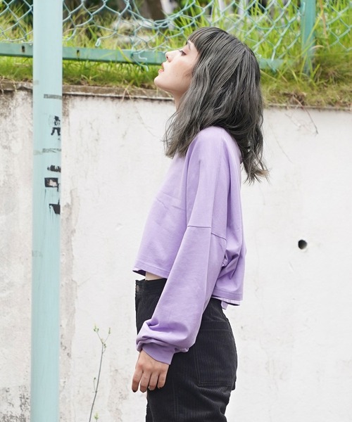 X-girl（エックスガール）の「BOX LOGO WIDE L/S TEE（Tシャツ/カットソー・レディース・ホワイト/チャコール/ライトパープル・S/M）」の17枚目の写真