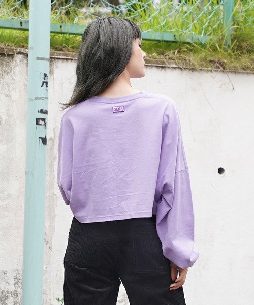 X-girl（エックスガール）の「BOX LOGO WIDE L/S TEE（Tシャツ/カットソー・レディース・ホワイト/チャコール/ライトパープル・S/M）」の22枚目の写真