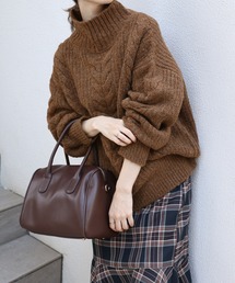 one after another NICE CLAUP | 【WEB限定】ゆるっとシルエットにケーブルが目をひくハイネックケーブルニット(ニット/セーター)