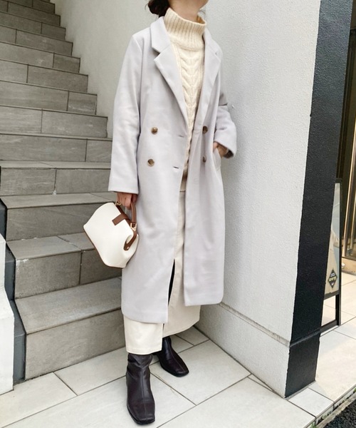 one after another NICE CLAUP（ワンアフターアナザーナイスクラップ）の「【WEB限定】ゆるっとシルエットにケーブルが目をひくハイネックケーブルニット（ニット/セーター・レディース・ブラウン/サックスブルー/アイボリー/グレー系その他・FREE）」の19枚目の写真