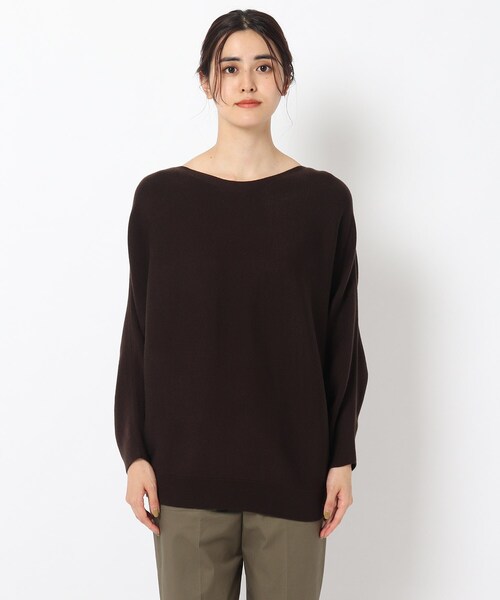 THE SHOP TK (ザ ショップ ティーケー )の「◆アンチピリング総針ドルマンニット(ニット/セーター・レディース・ダークブラウン/ライトベージュ/ブルー・11/12)」の13枚目の写真