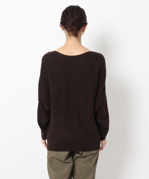 THE SHOP TK (ザ ショップ ティーケー )の「◆アンチピリング総針ドルマンニット(ニット/セーター・レディース・ダークブラウン/ライトベージュ/ブルー・11/12)」の4枚目の写真