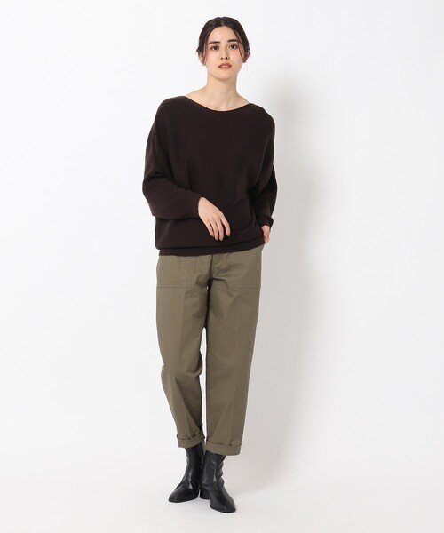 THE SHOP TK (ザ ショップ ティーケー )の「◆アンチピリング総針ドルマンニット(ニット/セーター・レディース・ダークブラウン/ライトベージュ/ブルー・11/12)」の14枚目の写真