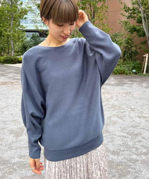 THE SHOP TK (ザ ショップ ティーケー )の「◆アンチピリング総針ドルマンニット(ニット/セーター・レディース・ダークブラウン/ライトベージュ/ブルー・11/12)」の5枚目の写真