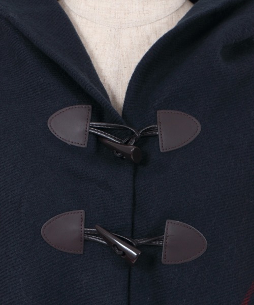 axes femme（アクシーズファム）の「サイドチェックポンチョ（ポンチョ・レディース・ベージュ/ワイン/ネイビー・MEDIUM）」の9枚目の写真