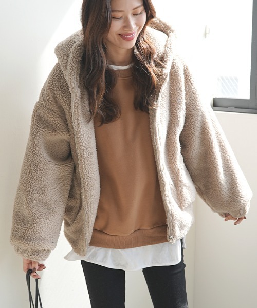 Futier land（フューティアランド）の「BIGボアブルゾン（ブルゾン・レディース・ネイビー/グリーン/ベージュ系その他・FREE）」の5枚目の写真