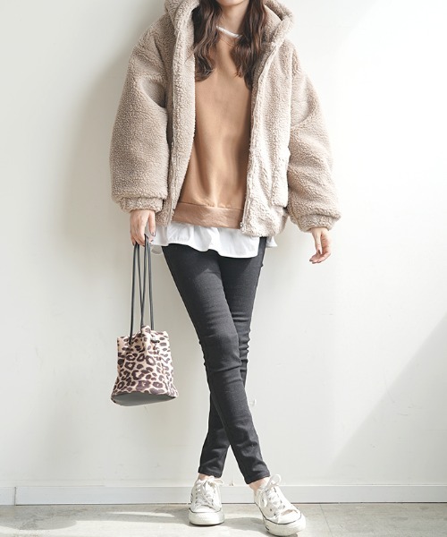 Futier land（フューティアランド）の「BIGボアブルゾン（ブルゾン・レディース・ネイビー/グリーン/ベージュ系その他・FREE）」の9枚目の写真