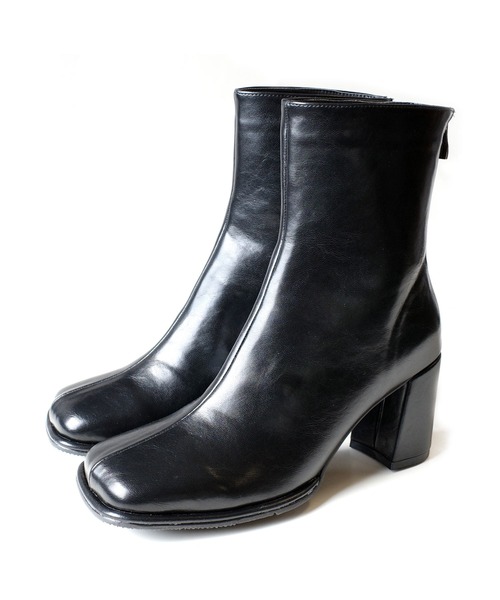 AmiAmi（アミアミ）の「ワイドスクエアトゥミドル丈ブーツ（ブーツ・レディース・ブラック/ダークブラウン/アイボリー・L/LL/M/S）」の6枚目の写真